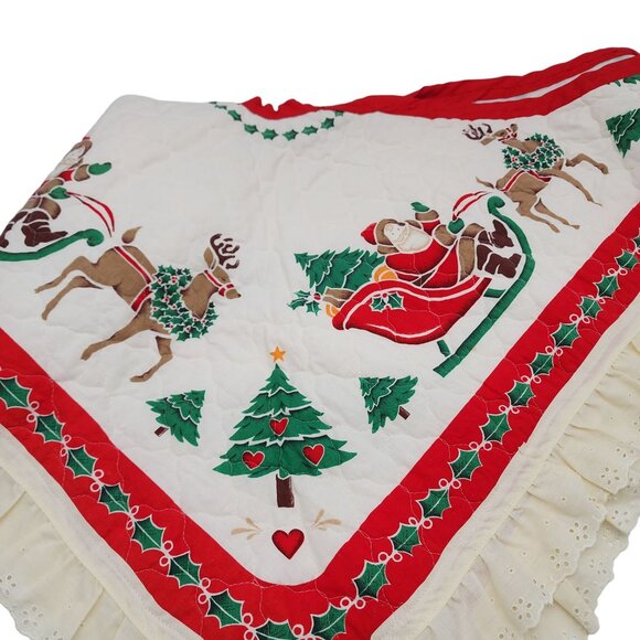 Vintage handmade Christmas tree Skirt 36 x 36 - Picture 4 of 4